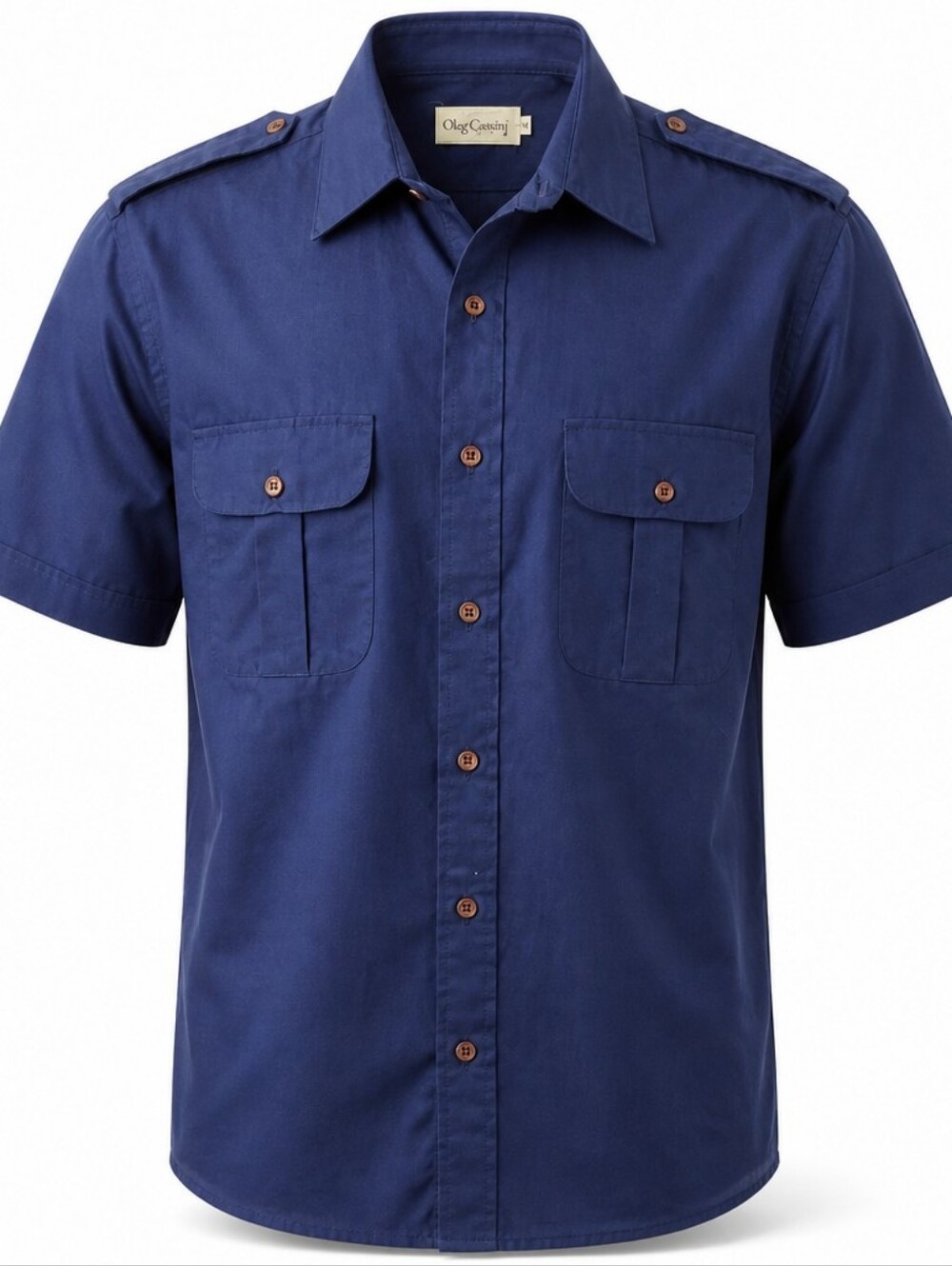 Oleg Cassini Men's Blue Short Sleeve Button-Up. Med.